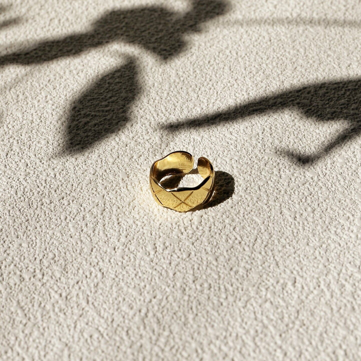 Gold Plated Textured Band Ring