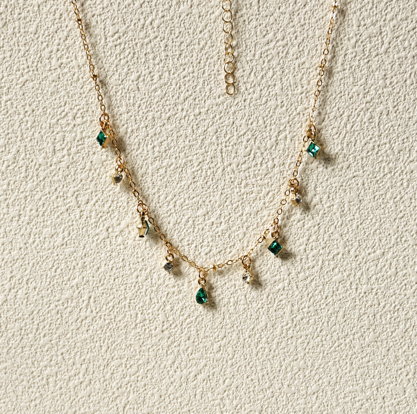 Delicate Golden Emerald Necklace