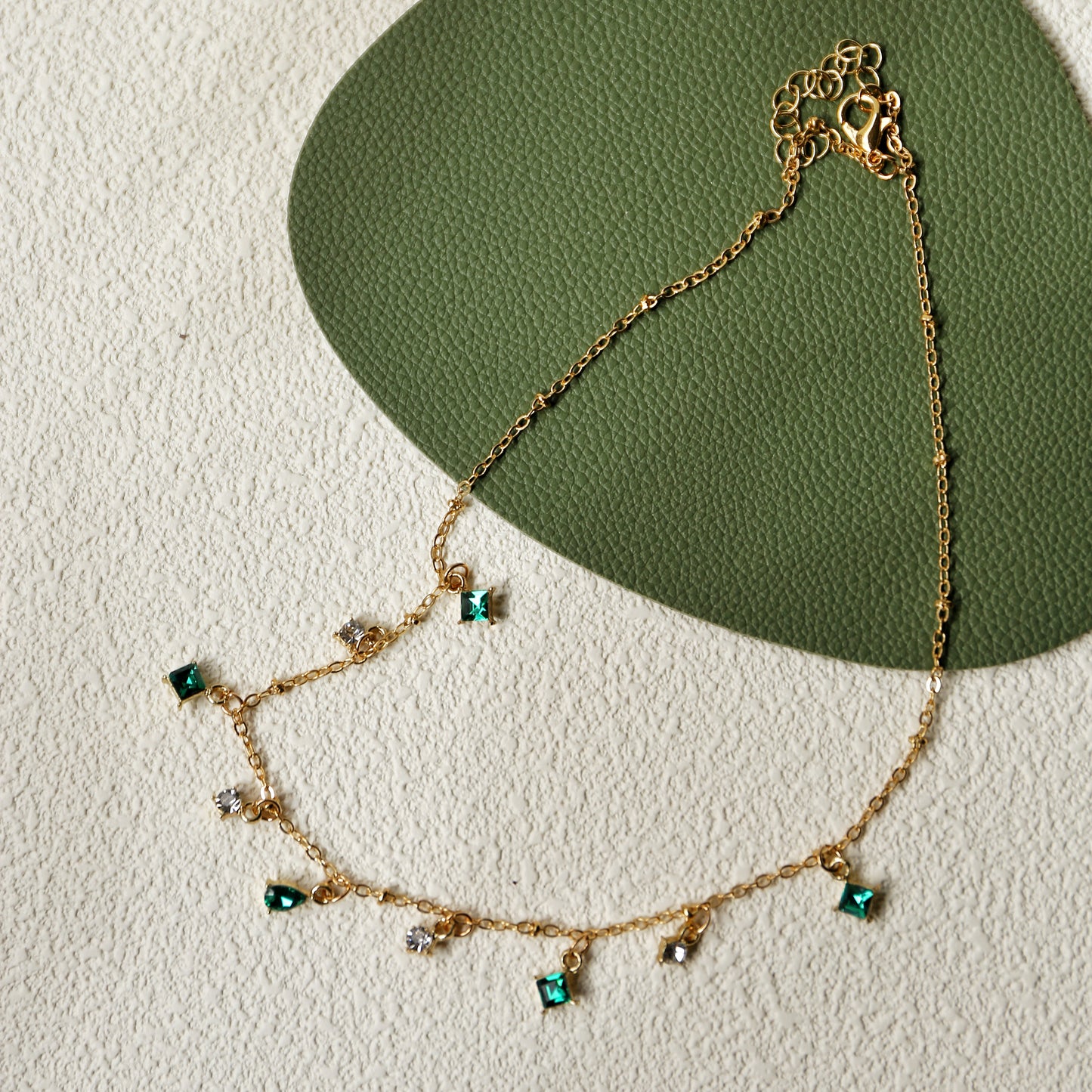 Delicate Golden Emerald Necklace