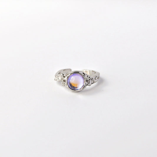 Titanium Silver Big Lilac Diamond Ring