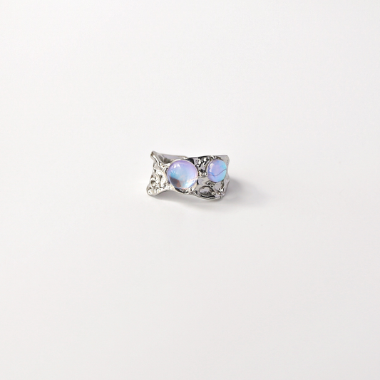 Titanium Silver Dual Lilac Diamond Ring